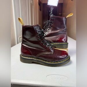 DR MARTENS Women's Size US 7 Vegan Cherry Red Boots Doc Martens